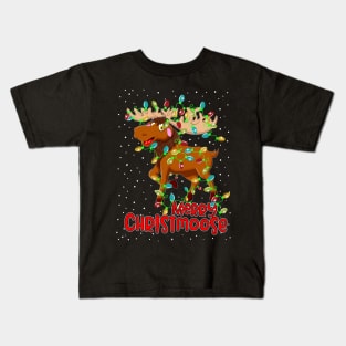 Merry Christmoose Funny Christmas Moose Xmas Tree Lights Kids T-Shirt